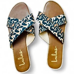 Lulus Koren Leopard Espadrille Slide Sandals Brown - Size 10
